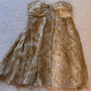 Express Gold and Cream Strapless Dress